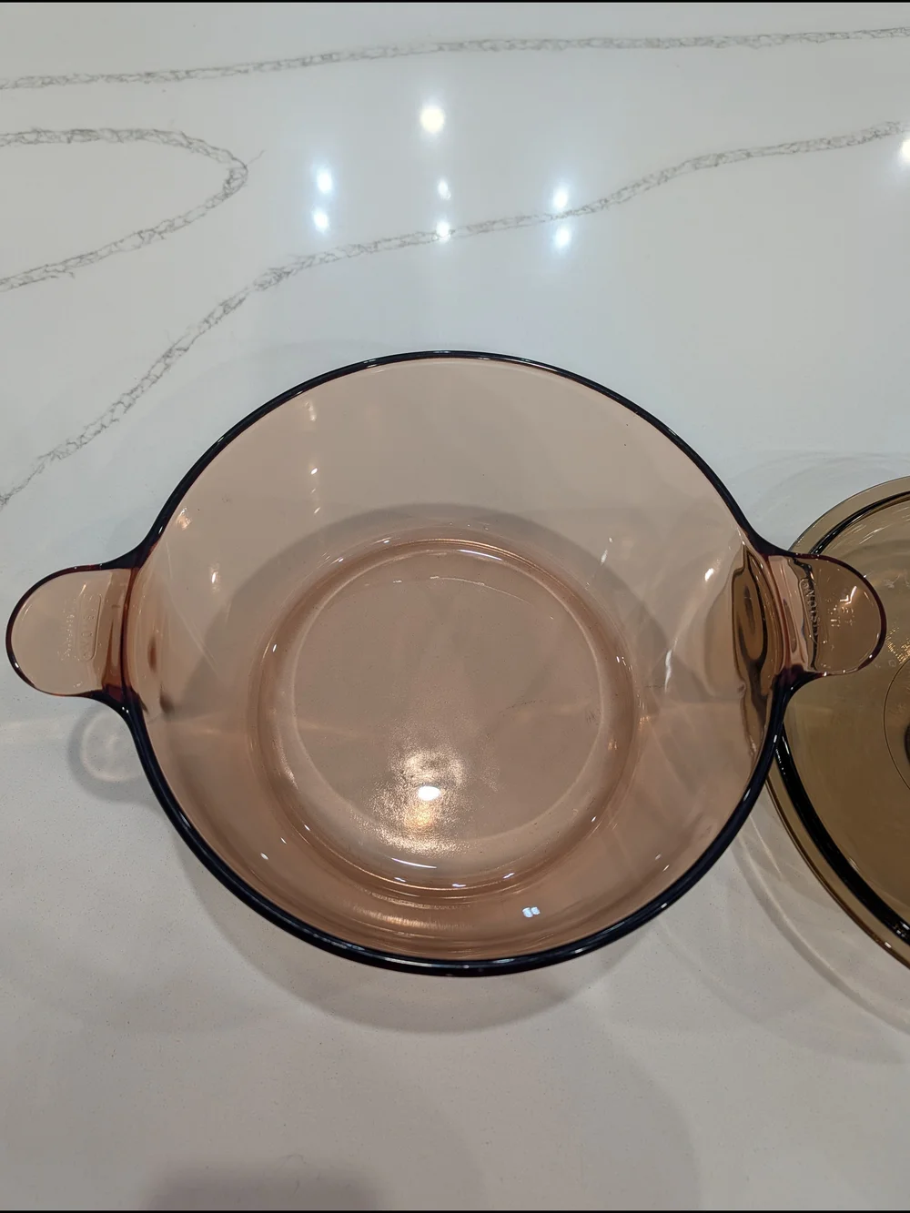 Vintage Visions 4.5L Amber Glass Dutch Oven Casserole Pot w/ Lid USA Pyrex